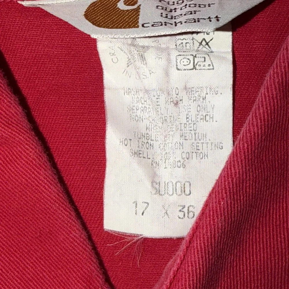 Vtg Gorp core Carhartt Rugged Outdoor Wear Red Heavy‎ Canvas SU000 17 X 36 USA
